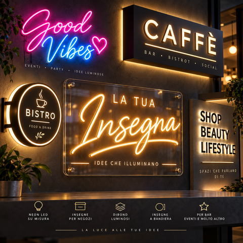 INSEGNE NEON LED LUMINOSE PERSONALIZZABILI
