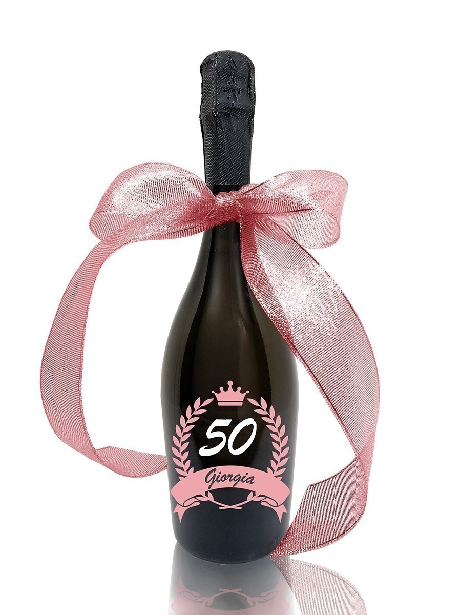 Bottiglia incisa 50 compleanno "LINEA EVENTO" PERLA