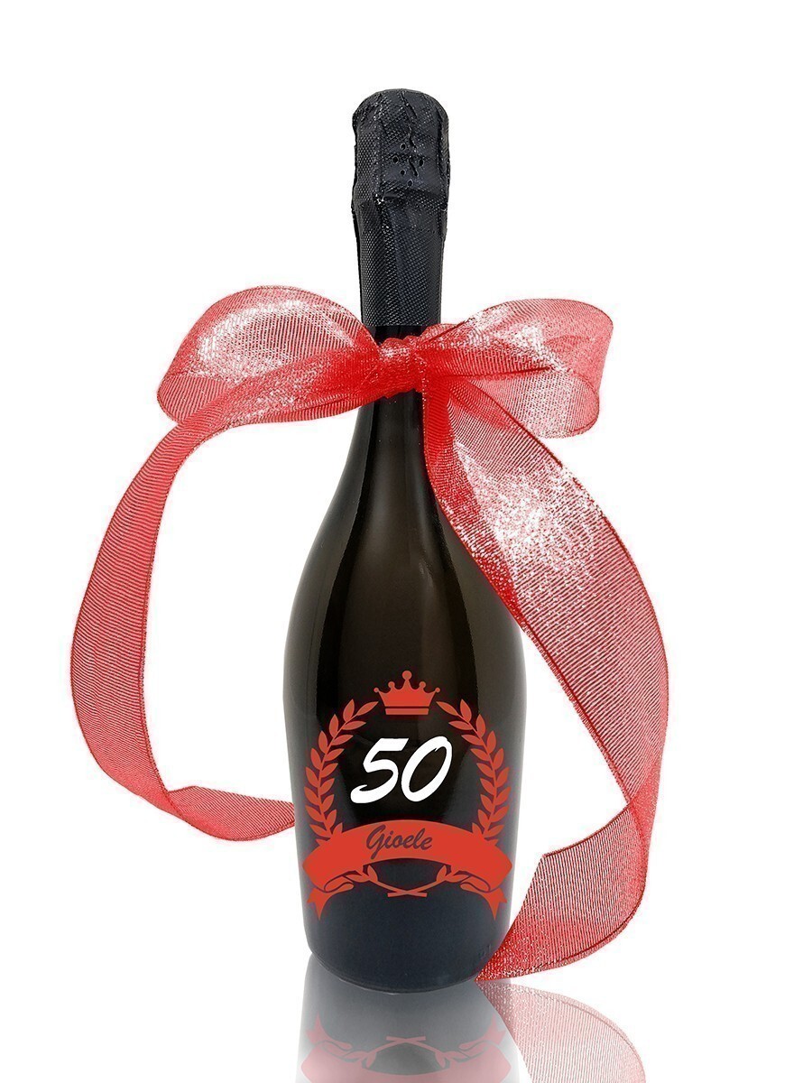 Bottiglia incisa 50 compleanno "LINEA EVENTO" PERLA