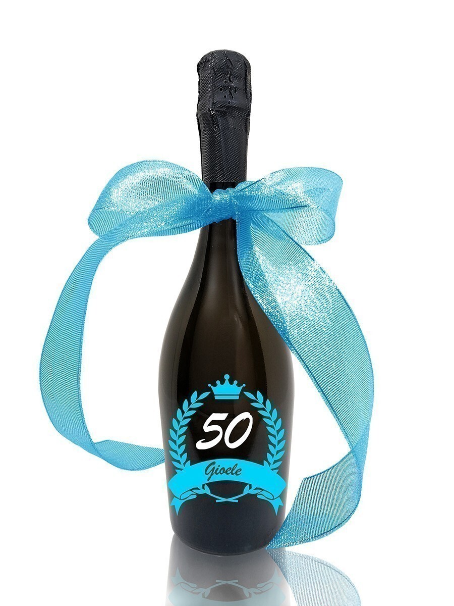Bottiglia incisa 50 compleanno "LINEA EVENTO" PERLA
