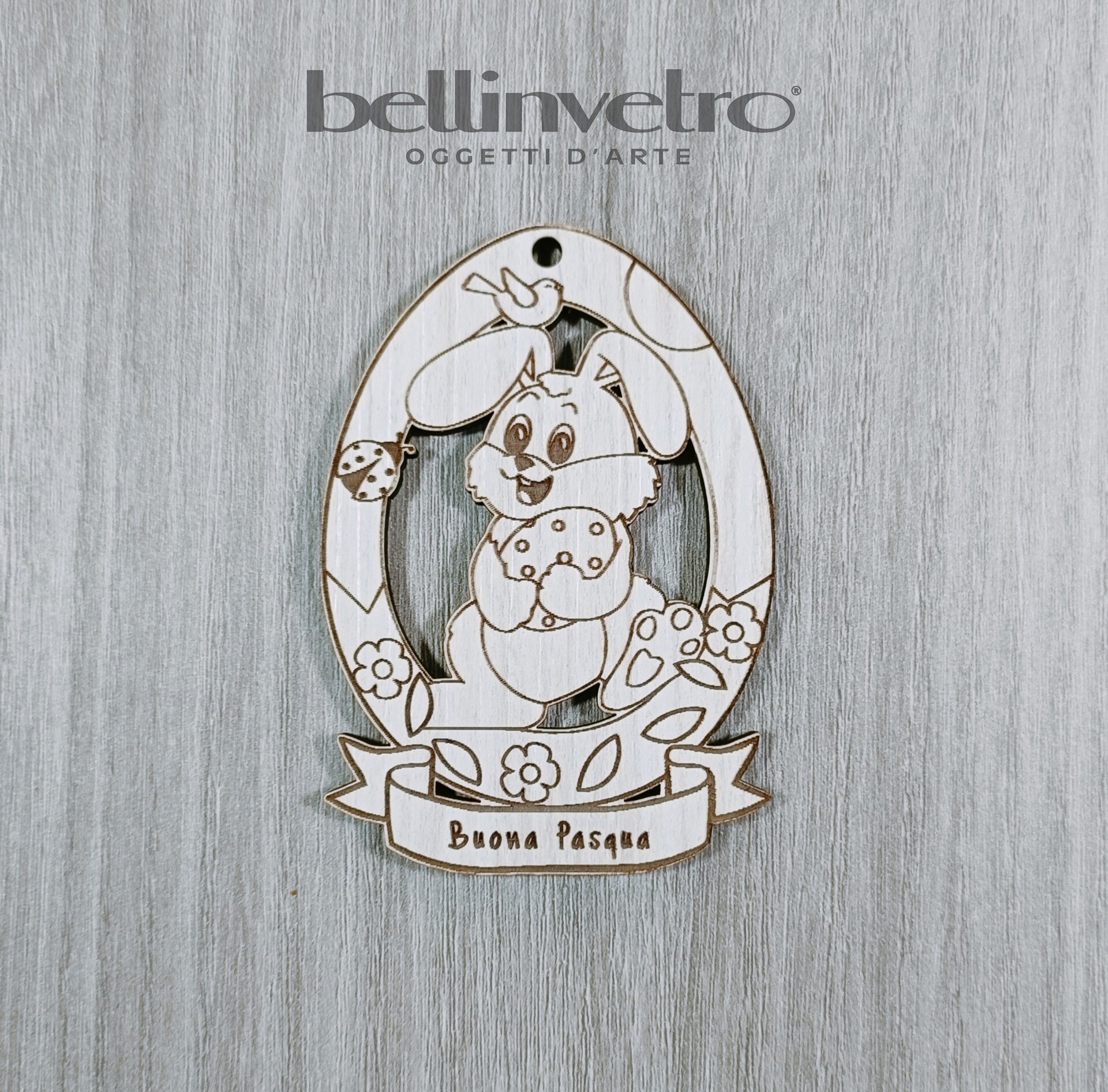 Uova di  pasqua in legno colorabile e personalizzabile per le scuole BELLINVETRO VR 141 FL