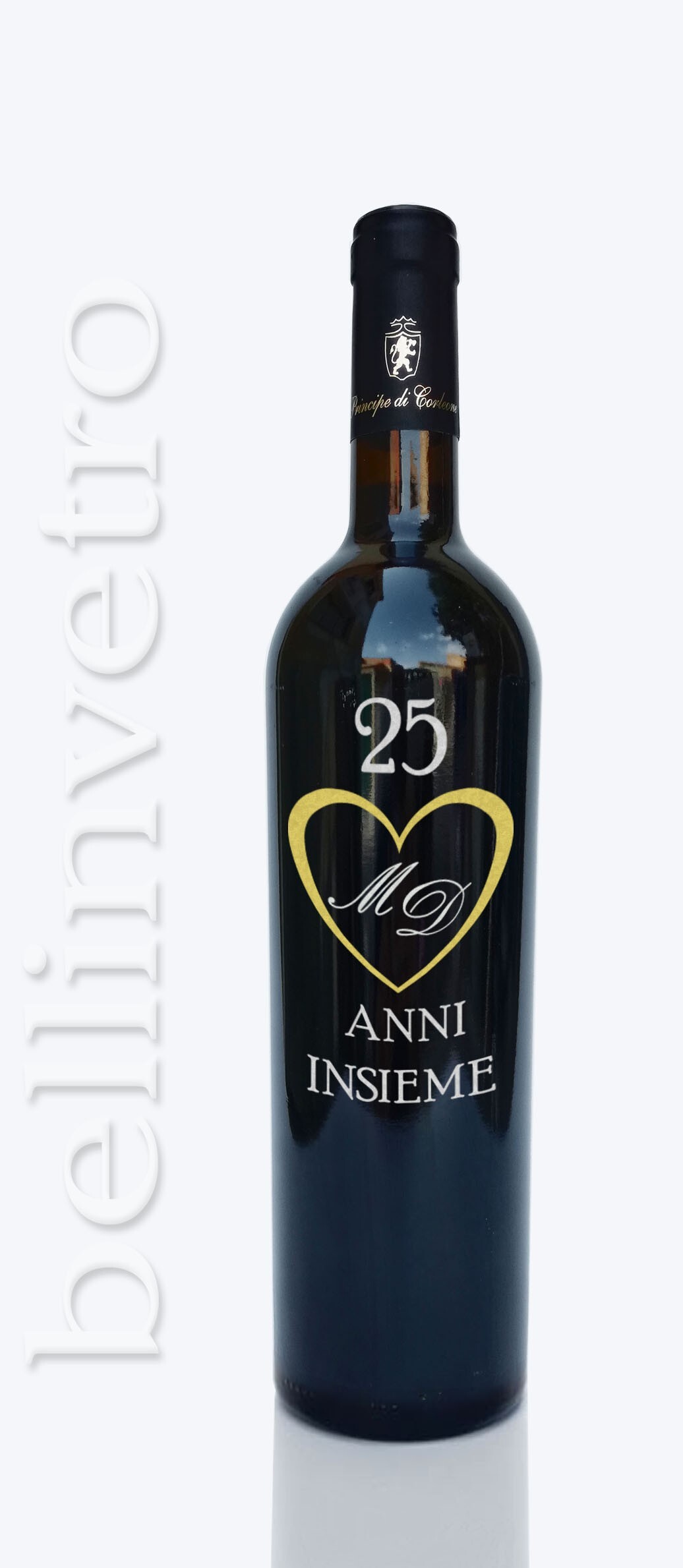 Bottiglia incisa e dipinta a mano 25 anniversario VINO CANTINE PAOLINI 51