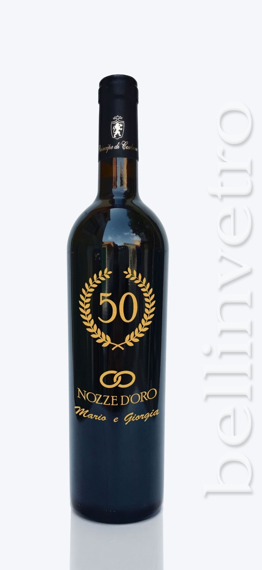 Bottiglia incisa e dipinta a mano 50 anniversario VINO CANTINE PAOLINI 40