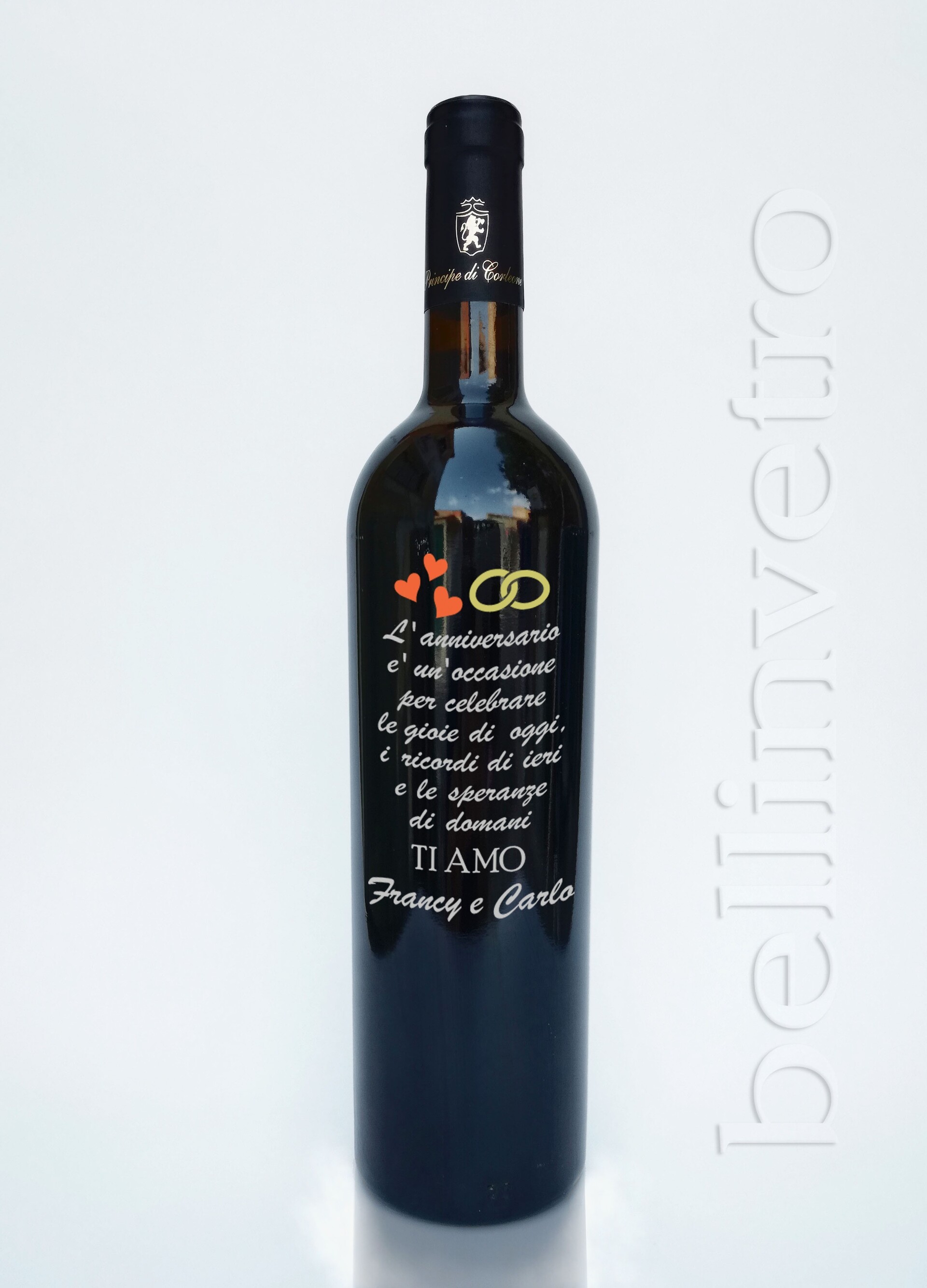 Bottiglia incisa e dipinta  a mano anniversario VINO CANTINE PAOLINI 94