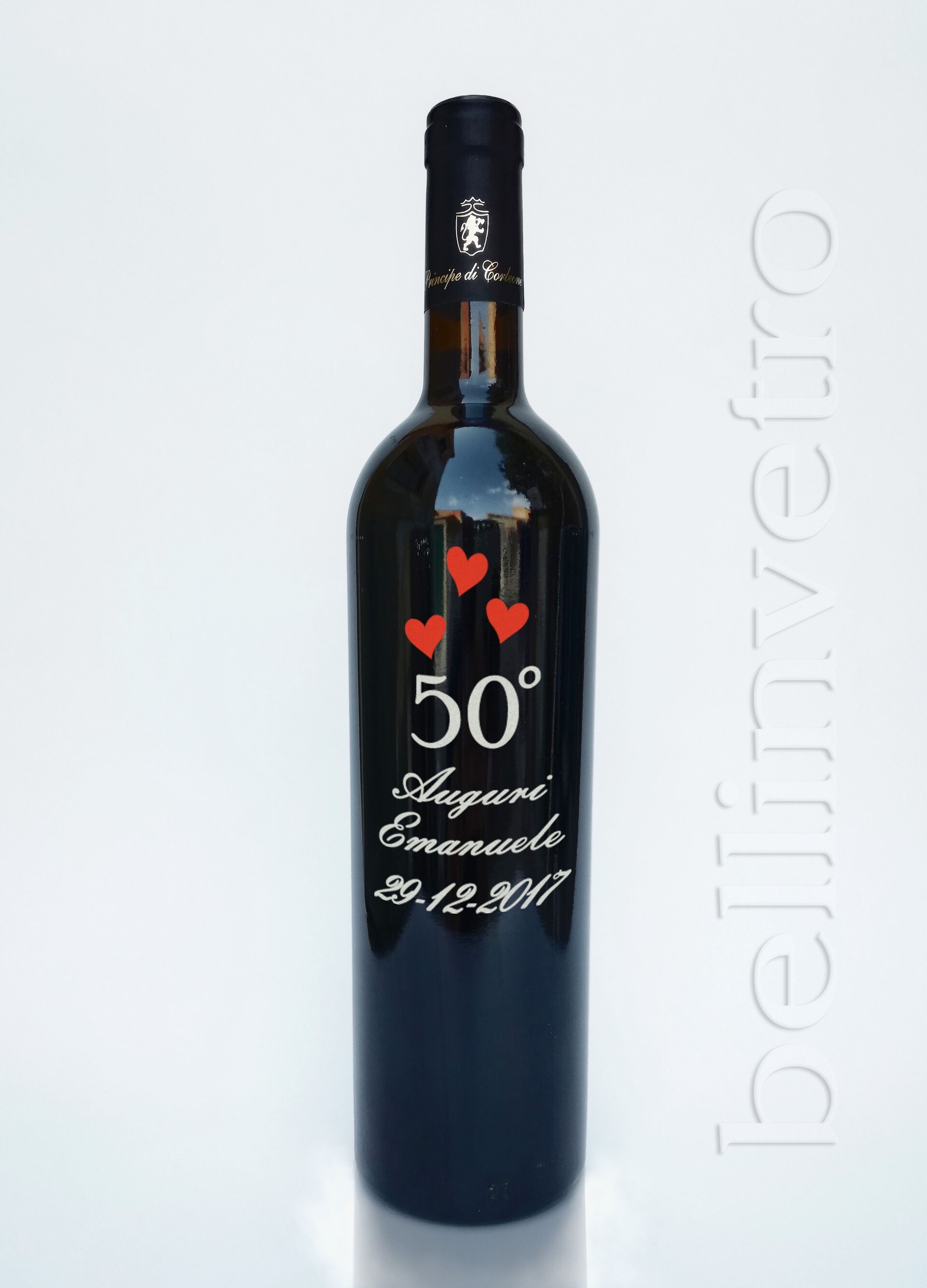 Bottiglia incisa e dipinta  a mano 50 anni VINO CANTINE PAOLINI 98