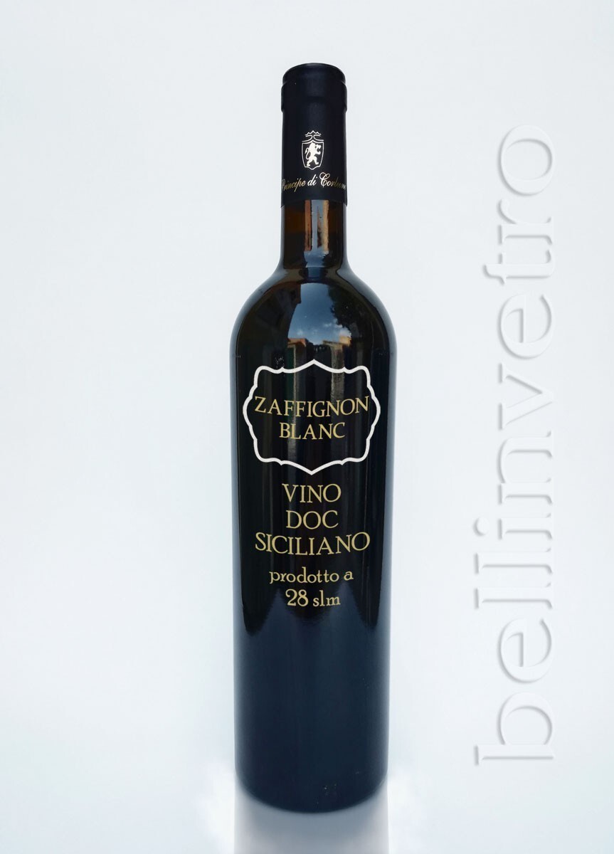 Bottiglia incisa e dipinta  a mano regalo aziendale VINO CANTINE PAOLINI 112