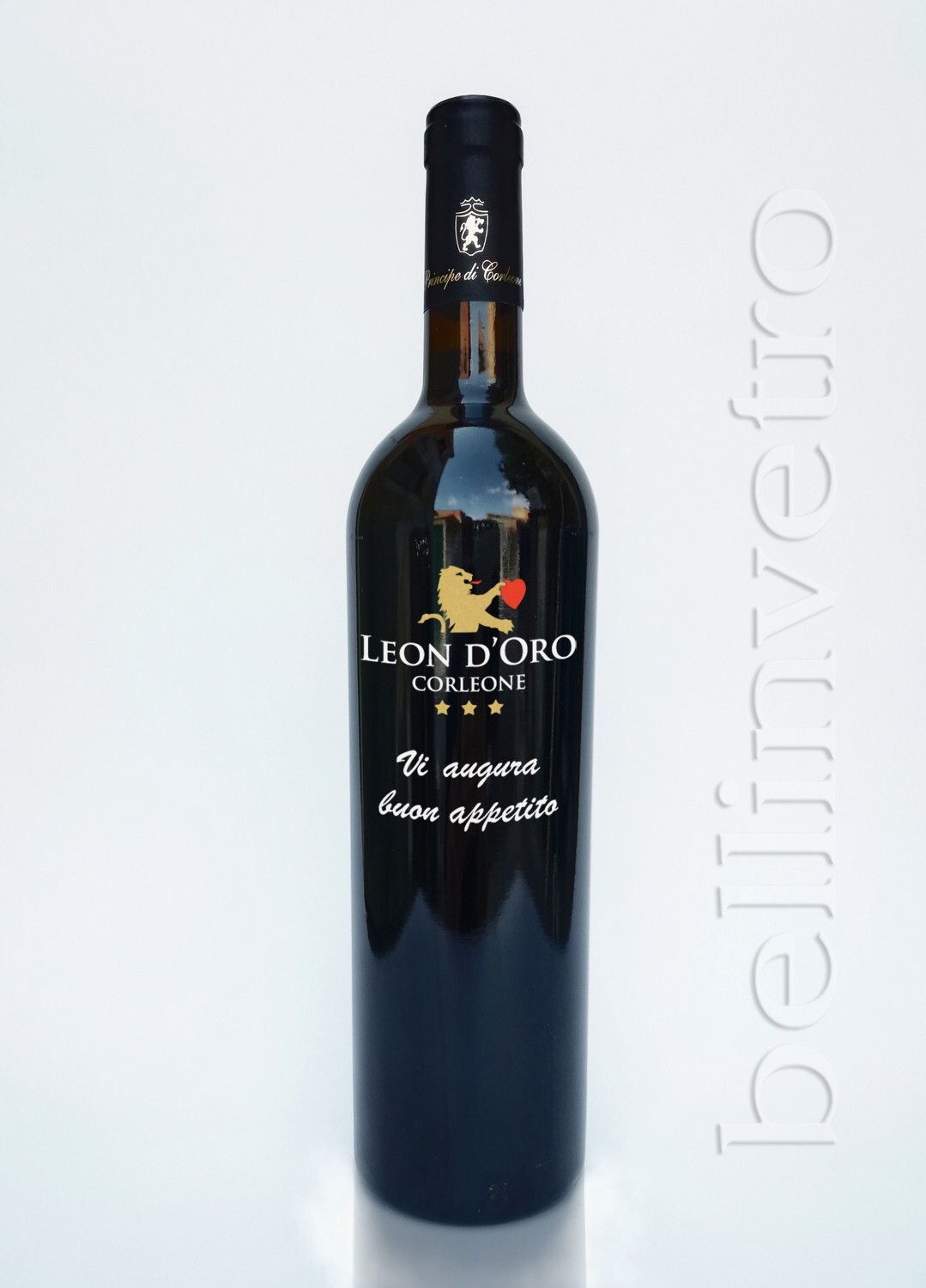 Bottiglia incisa e dipinta a mano regalo aziendale VINO CANTINE PAOLINI 185