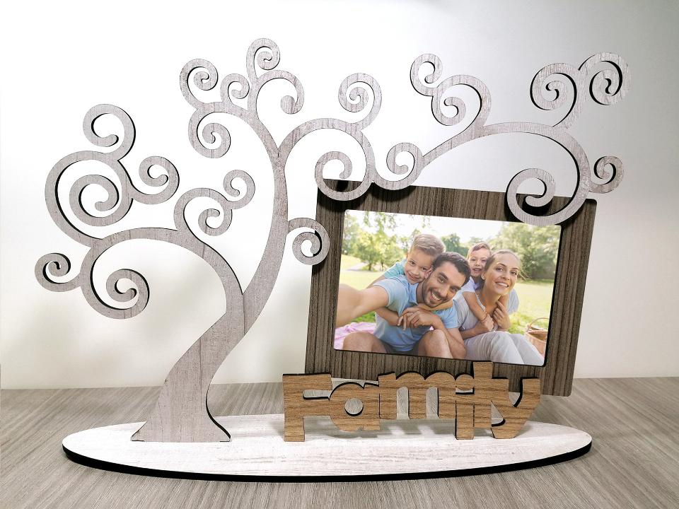 Portafoto con albero della vita in legno family BELLINVETRO VR 15 - FL 04 - FL 08 - FL 12