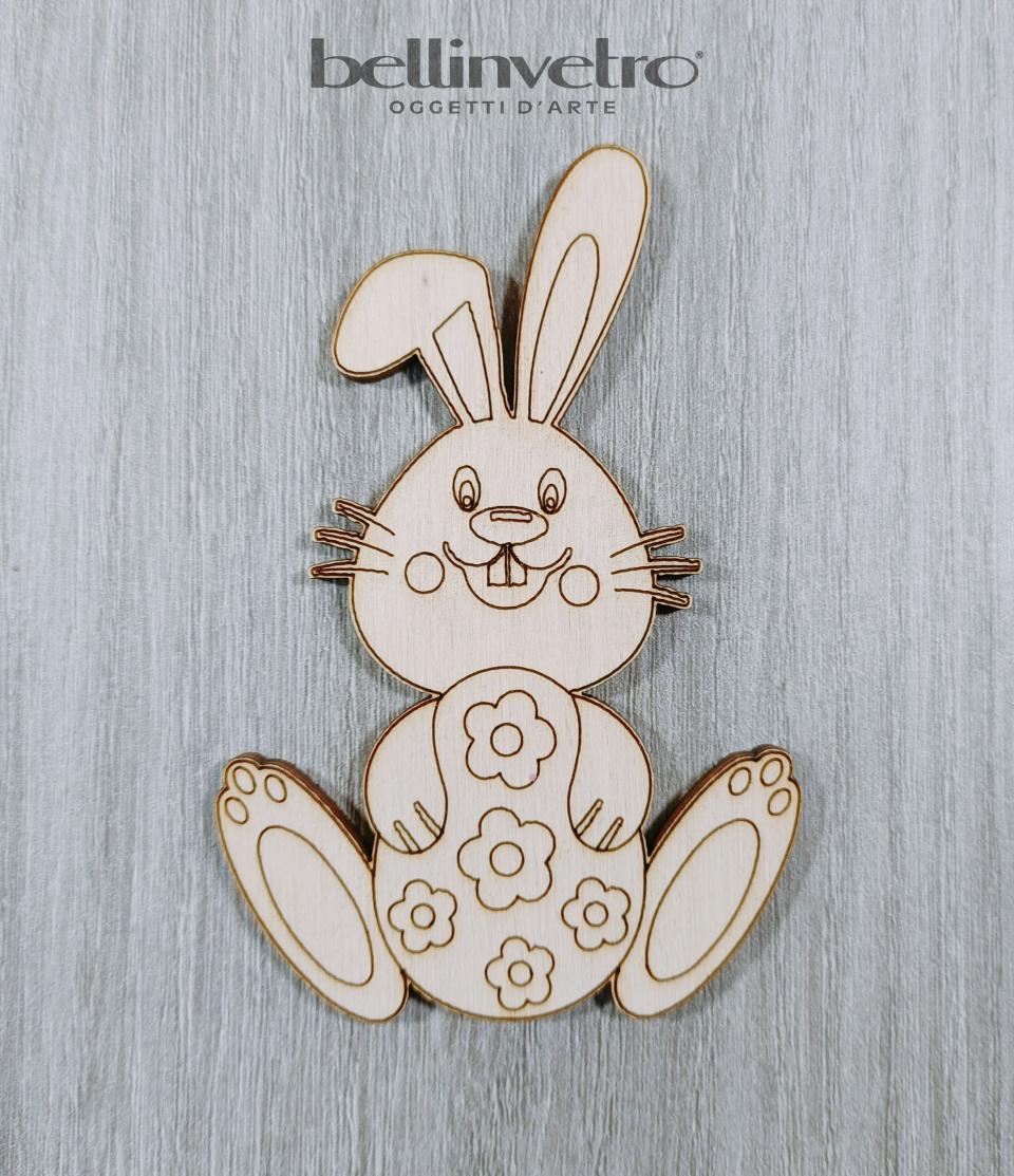 Coniglietto pasquale in legno colorabile e personalizzabile per le scuole BELLINVETRO VR 131