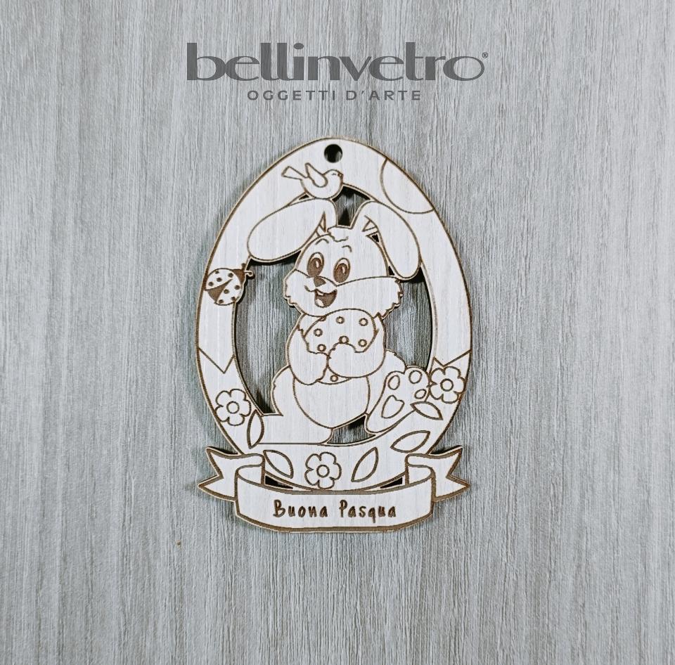Uova di  pasqua in legno colorabile e personalizzabile per le scuole BELLINVETRO VR 141 FL