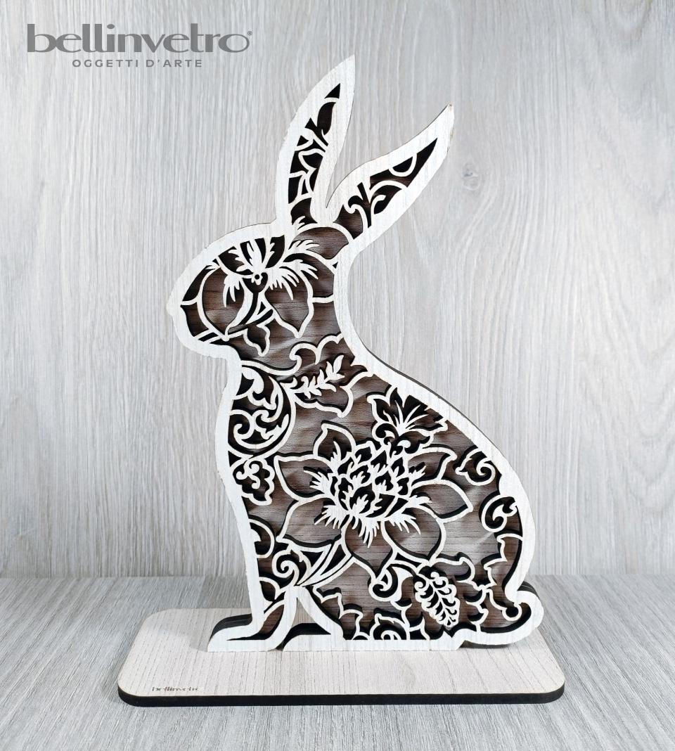 Coniglo pasquale intagliato in legno BELLINVETRO VR 148