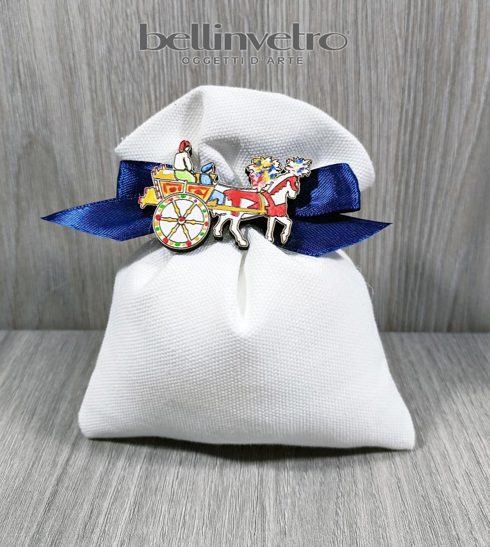 Bomboniera carretto siciliano in legno decorato eventi - matrimonio BELLINVETRO VR 133