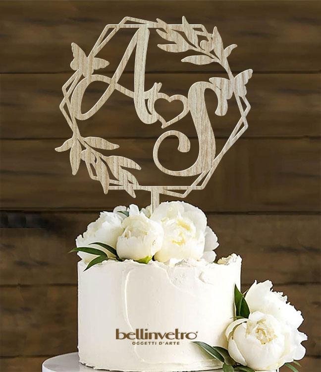 Topper cake con iniziali in legno BELLINVETRO VR 231