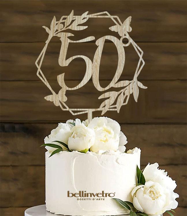 Topper cake per anniversario in legno BELLINVETRO VR 180