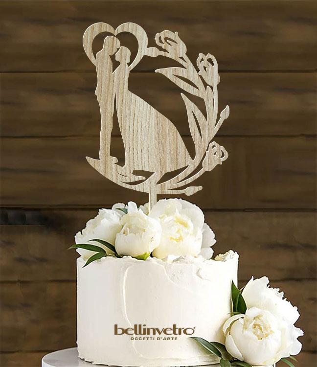 Topper cake sposini in legno BELLINVETRO VR 182