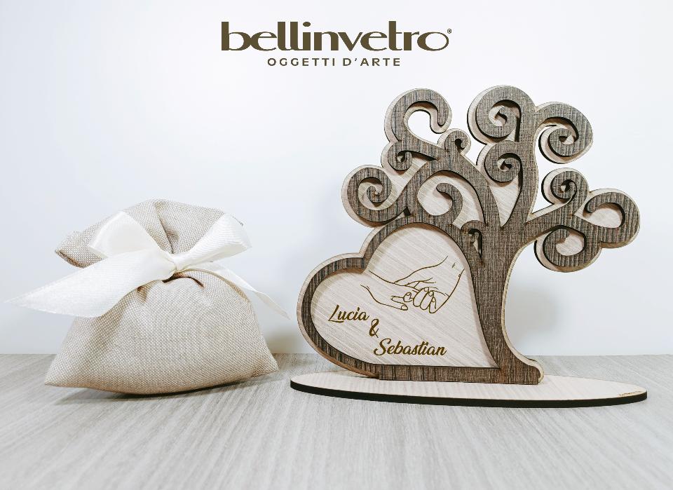 Bomboniera per nozze - anniversario albero della vita  in legno e plexiglass BELLINVETRO VR 206