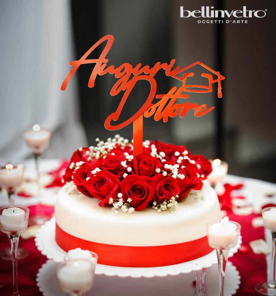 Topper cake  auguri dottore tocco in plexiglass specchiato BELLINVETRO VR 234