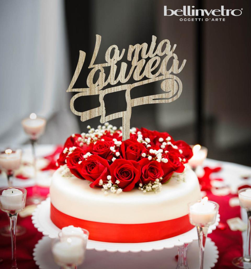 Topper cake la mia laurea con permamena  in legno BELLINVETRO VR 228