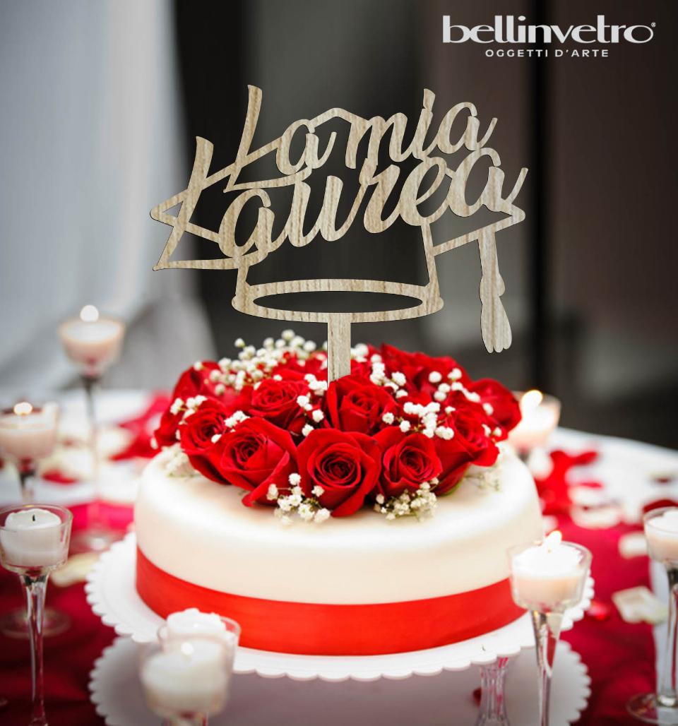 Topper cake la mia laurea con tocco  in legno BELLINVETRO VR 233