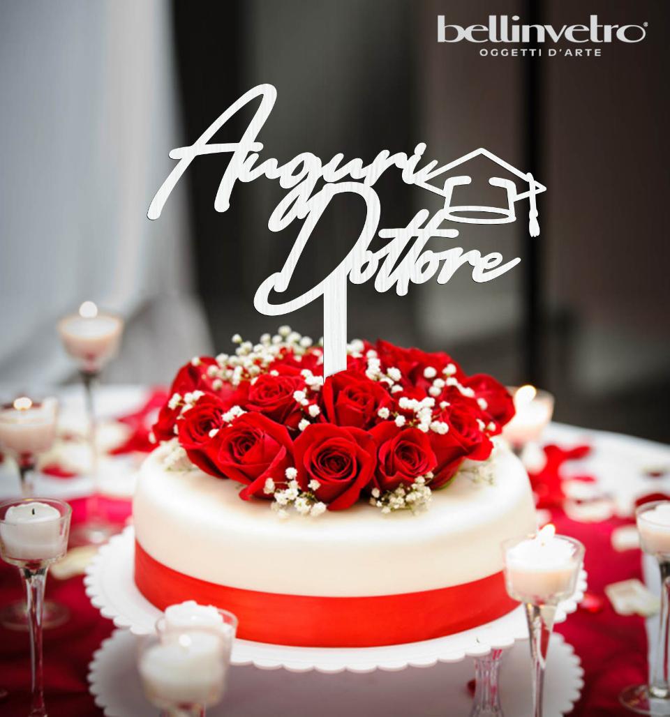 Topper cake auguri dottore con tocco  in legno BELLINVETRO VR 234