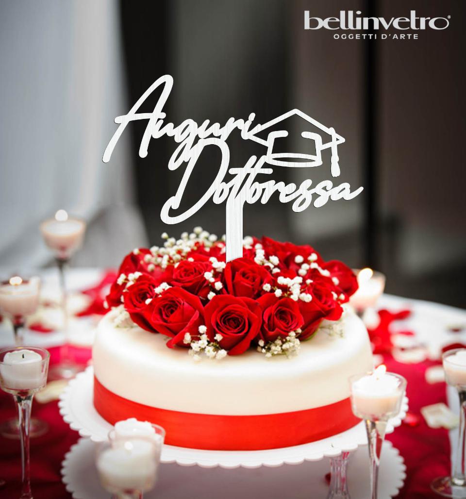 Topper cake auguri dottoressa con tocco  in legno BELLINVETRO VR 234