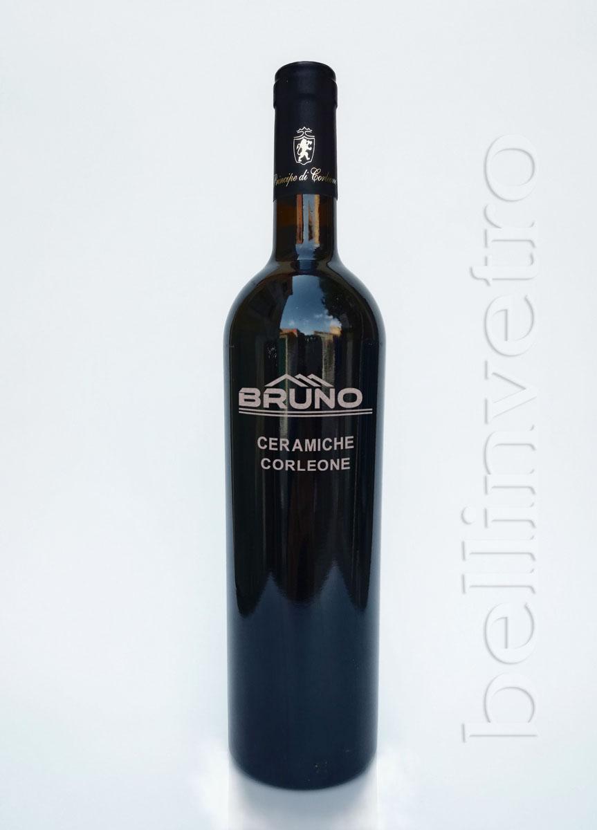 Bottiglia incisa e dipinta a mano regalo aziendale VINO CANTINE PAOLINI 14