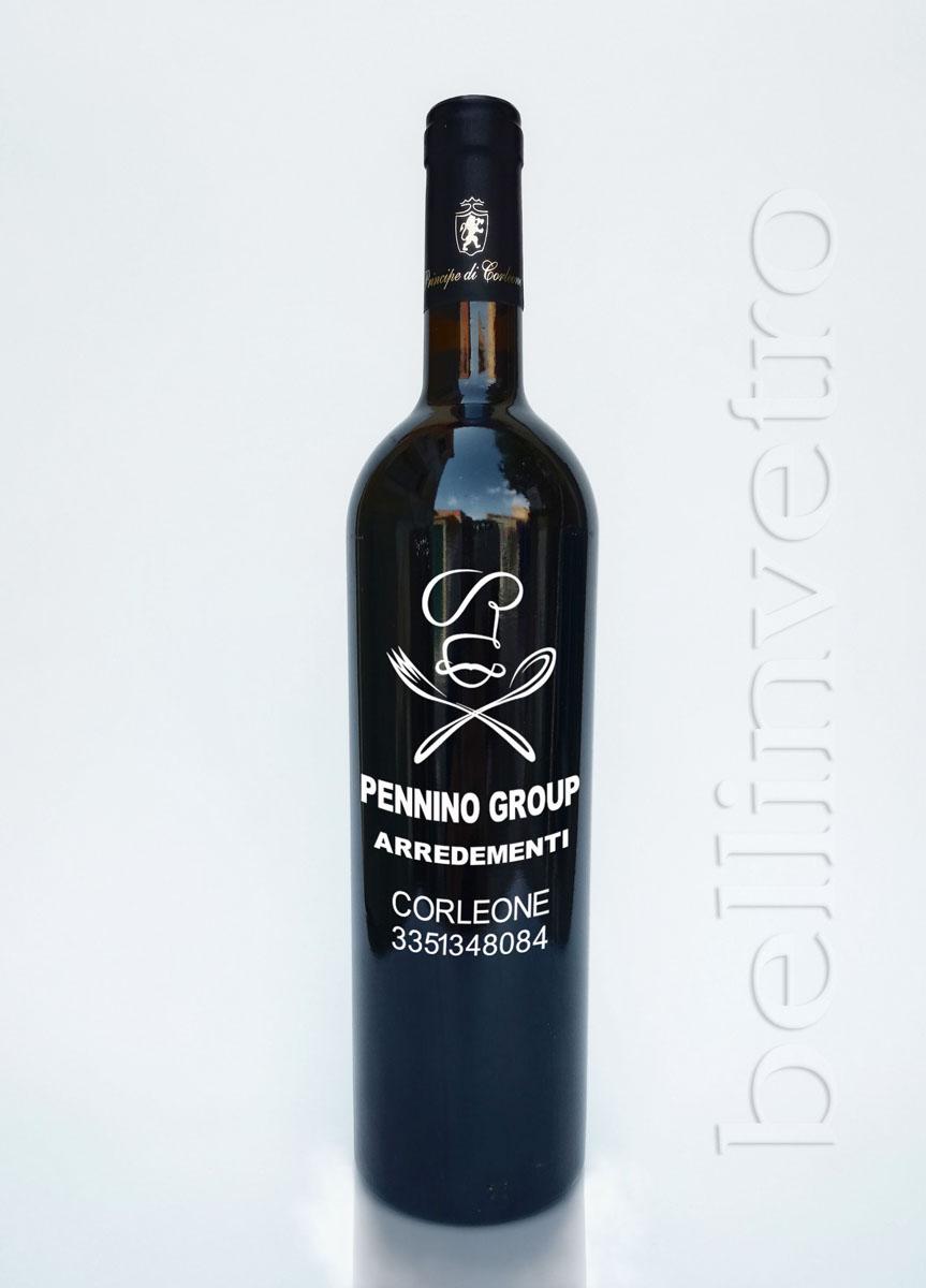 Bottiglia incisa e dipinta a mano regalo aziendale VINO CANTINE PAOLINI 35