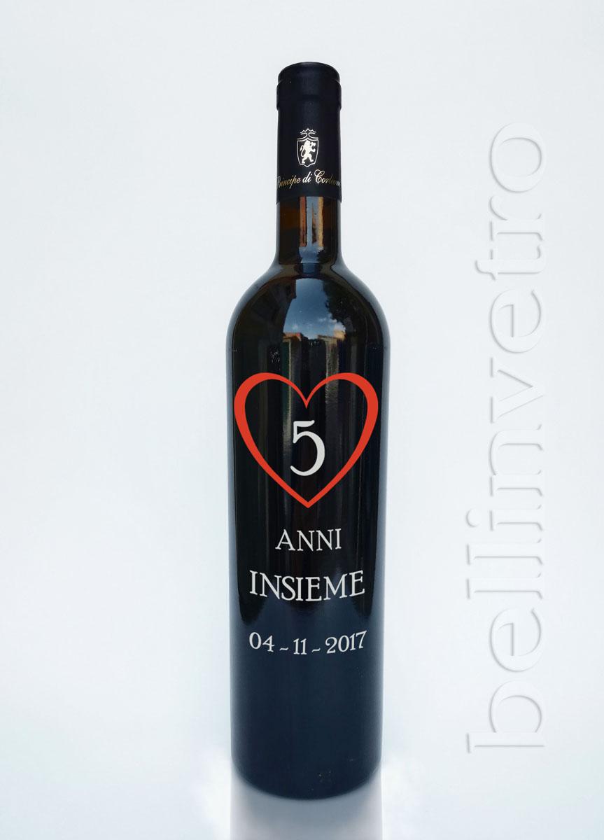 Bottiglia incisa e dipinta a mano anniversario VINO CANTINE PAOLINI 33