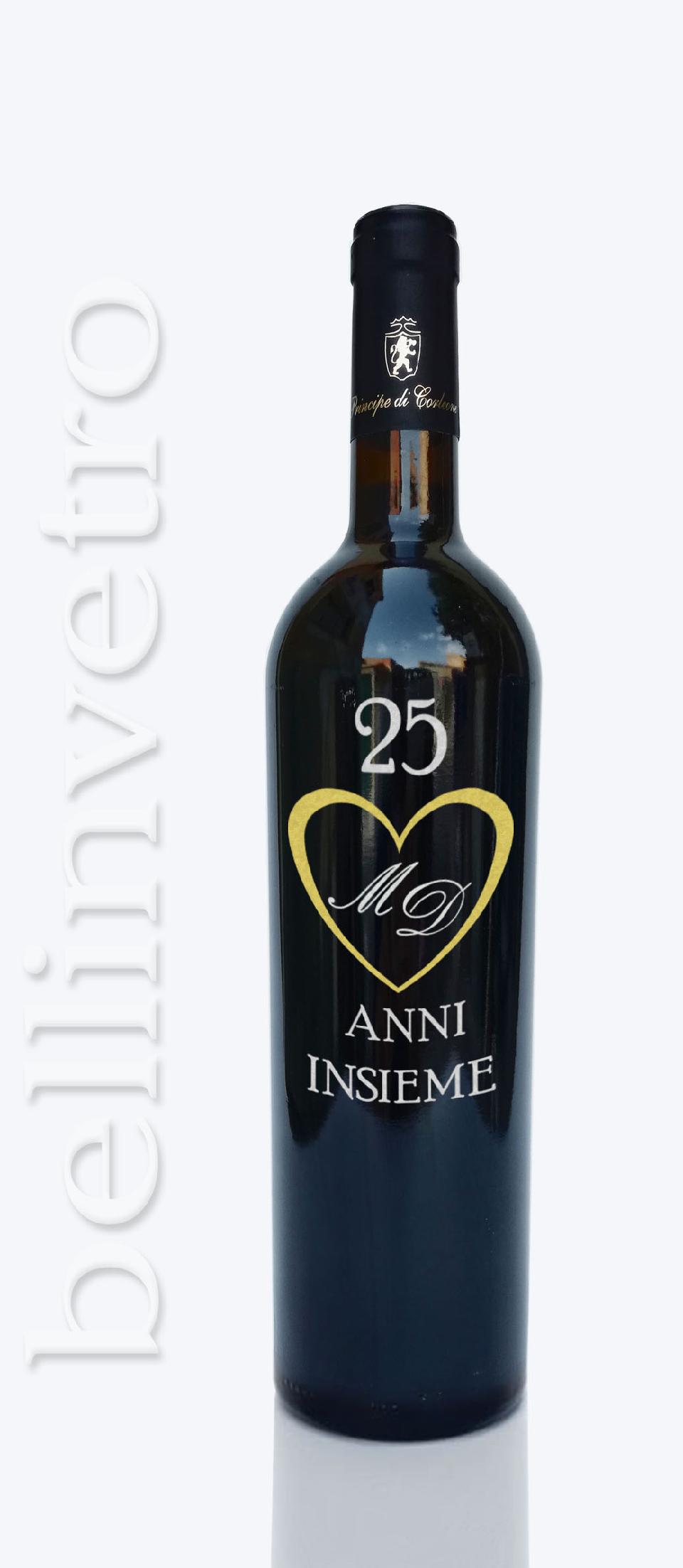 Bottiglia incisa e dipinta a mano 25 anniversario VINO CANTINE PAOLINI 51