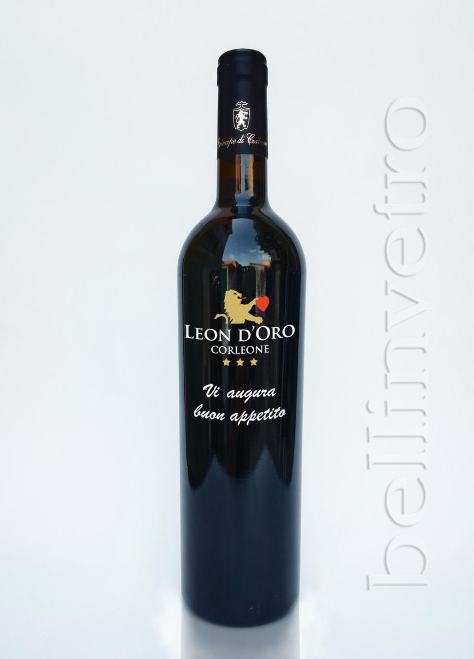 Bottiglia incisa e dipinta a mano regalo aziendale VINO PERLA 185