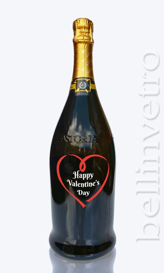 Bottiglia  incisa e dipinta a mano san valentino ASTORIA IT'S LOUNGE TIME 68