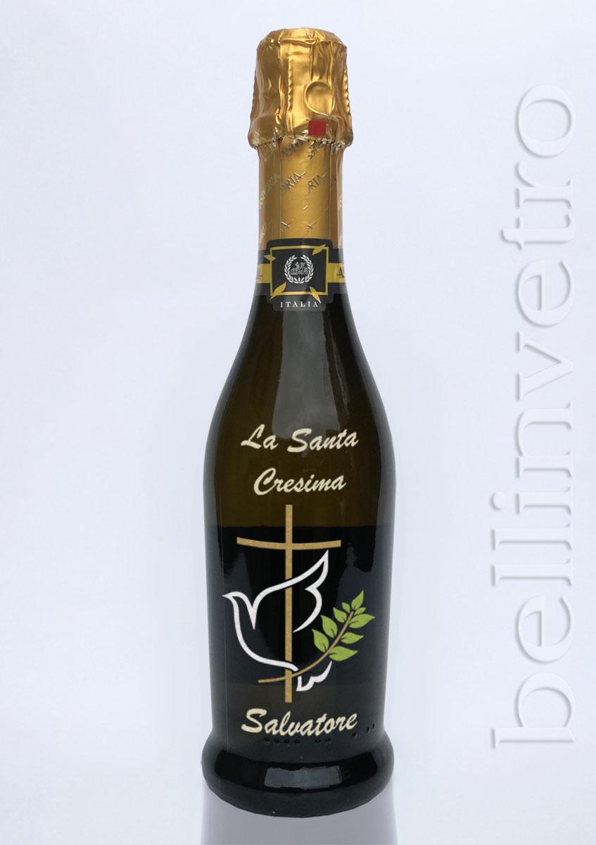 Bottiglia incisa e dipinta a mano cresima ASTORIA IT'S LOUNGE TIME BOT 114
