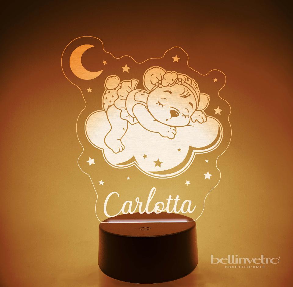Lampada LED in plexiglass | NIGHT LIGHT | orsetto con nuvola BELLINVETRO VR 363