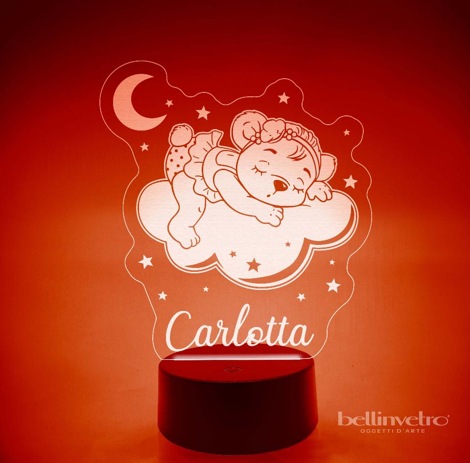 Lampada LED in plexiglass | NIGHT LIGHT | orsetto con nuvola BELLINVETRO VR 363