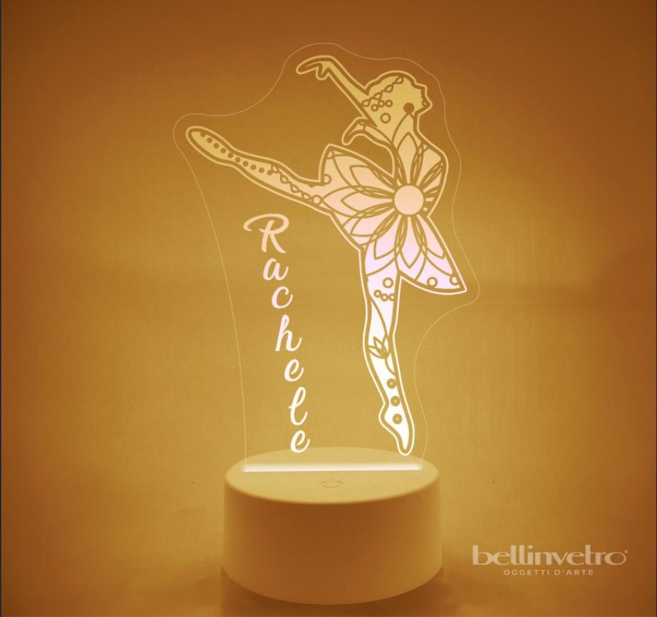 Lampada LED in plexiglass | NIGHT LIGHT | ballerina e fiori BELLINVETRO VR 375