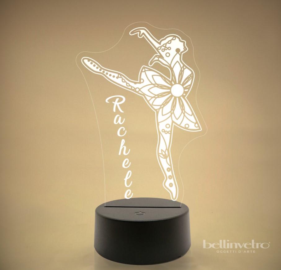 Lampada LED in plexiglass | NIGHT LIGHT | ballerina e fiori BELLINVETRO VR 375