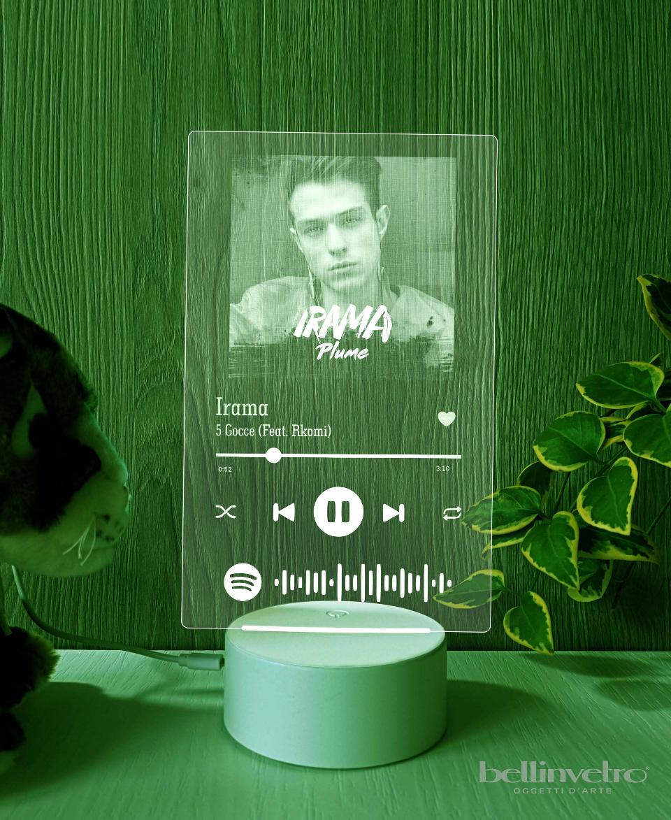 Lampada LED in plexiglass | NIGHT LIGHT | spotify music Irama BELLINVETRO VR 397