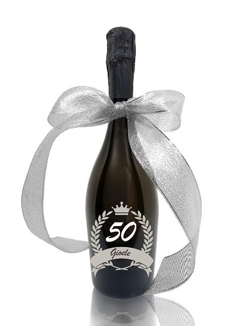 Bottiglia incisa 50 compleanno "LINEA EVENTO" PERLA