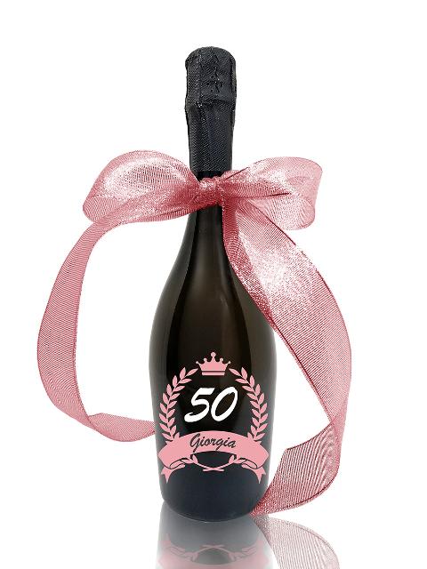 Bottiglia incisa 50 compleanno "LINEA EVENTO" PERLA