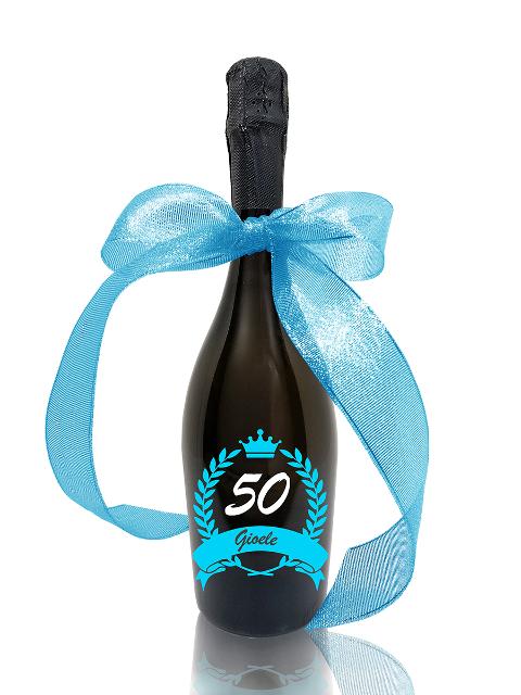 Bottiglia incisa 50 compleanno "LINEA EVENTO" PERLA