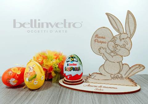 Coniglietto pasquale in legno portauovo BELLINVETRO VR 130