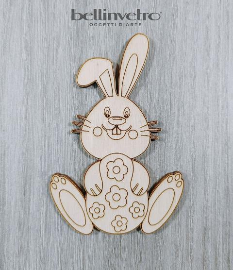 Coniglietto pasquale in legno colorabile e personalizzabile per le scuole BELLINVETRO VR 131
