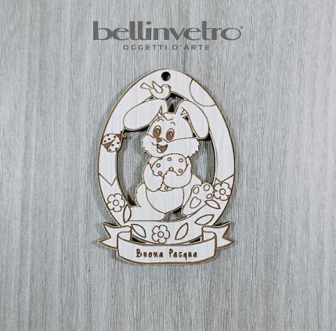 Uova di  pasqua in legno colorabile e personalizzabile per le scuole BELLINVETRO VR 141 FL