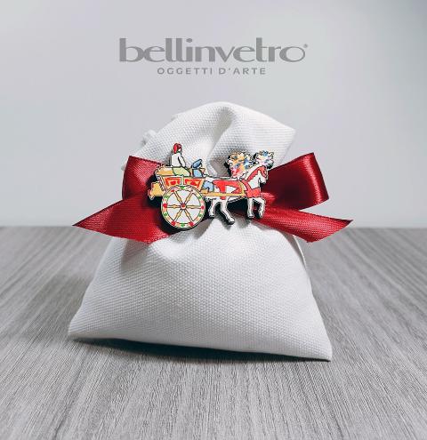 Bomboniera carretto siciliano in legno decorato eventi - matrimonio BELLINVETRO VR 133