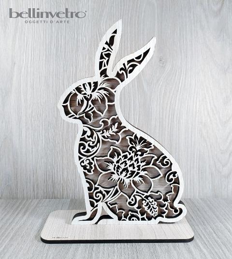 Coniglo pasquale intagliato in legno BELLINVETRO VR 148