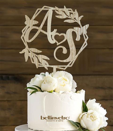 Topper cake con iniziali in legno BELLINVETRO VR 231