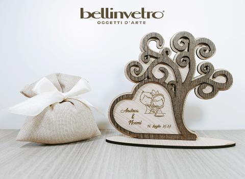 Bomboniera per nozze - anniversario albero della vita  in legno e plexiglass BELLINVETRO VR 206