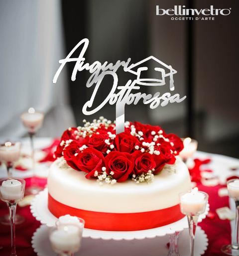 nuovo Topper cake  auguri dottoressa tocco in plexiglass specchiato BELLINVETRO VR 235