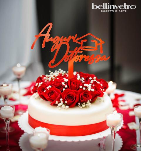 nuovo Topper cake  auguri dottoressa tocco in plexiglass specchiato BELLINVETRO VR 235