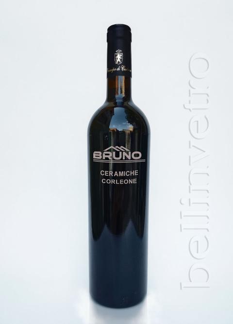 Bottiglia incisa e dipinta a mano regalo aziendale VINO CANTINE PAOLINI 14